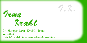 irma krahl business card